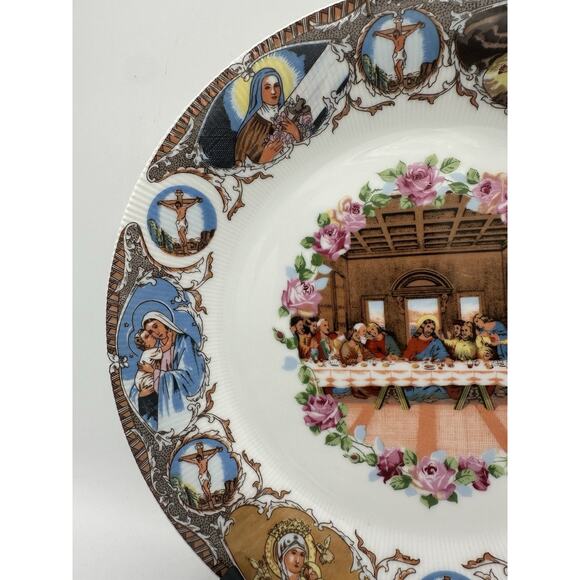 Vintage Last Supper Life of Jesus Wall Plate Porcelain 10 1/4" Religious Decor - Picture 3 of 8